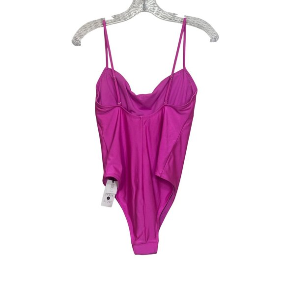 Shade & Shore High Leg Cheeky One-Piece Swimsuit Pink Size Medium - Picture 2 of 11